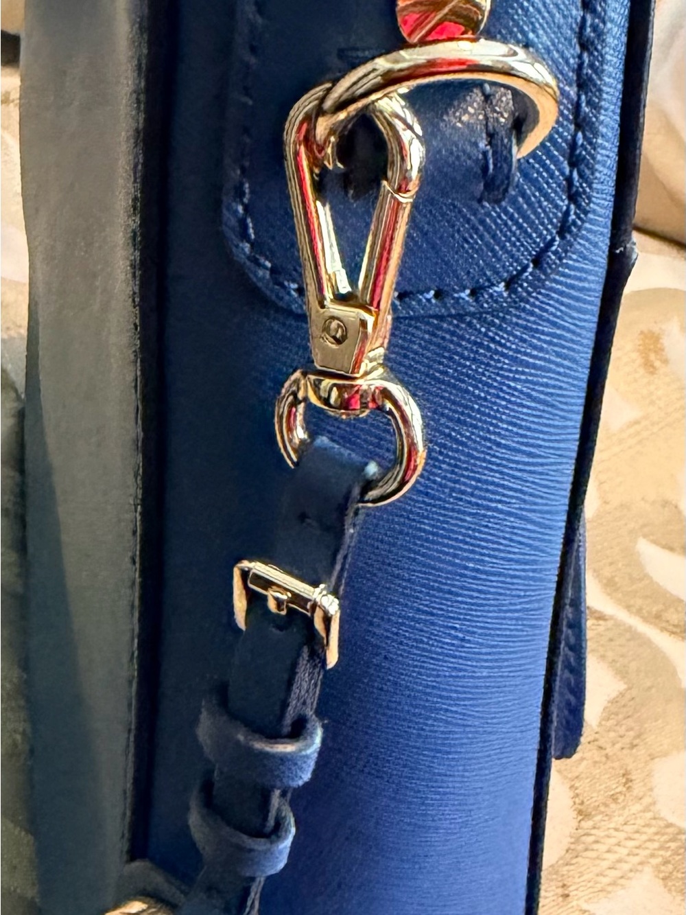 Michael Kors Aqua Blue Tote with Gold Logo Plaque - Picture 3 of 8